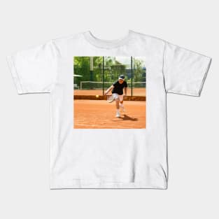 Active senior man playing tennis (F024/8848) Kids T-Shirt